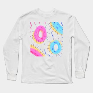 Blue pink donuts art design Long Sleeve T-Shirt